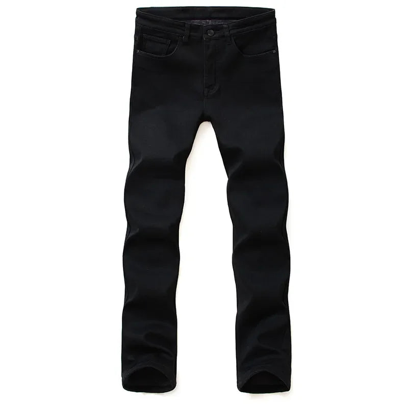 Men's Soft Stretch Black Biker Jeans — Slim Fit Moto Denim
