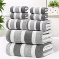 Super Soft 8-Piece Bath Towel Set – No-Shed Striped Hotel Quality, 2 Large, 2 Medium, 4 Small