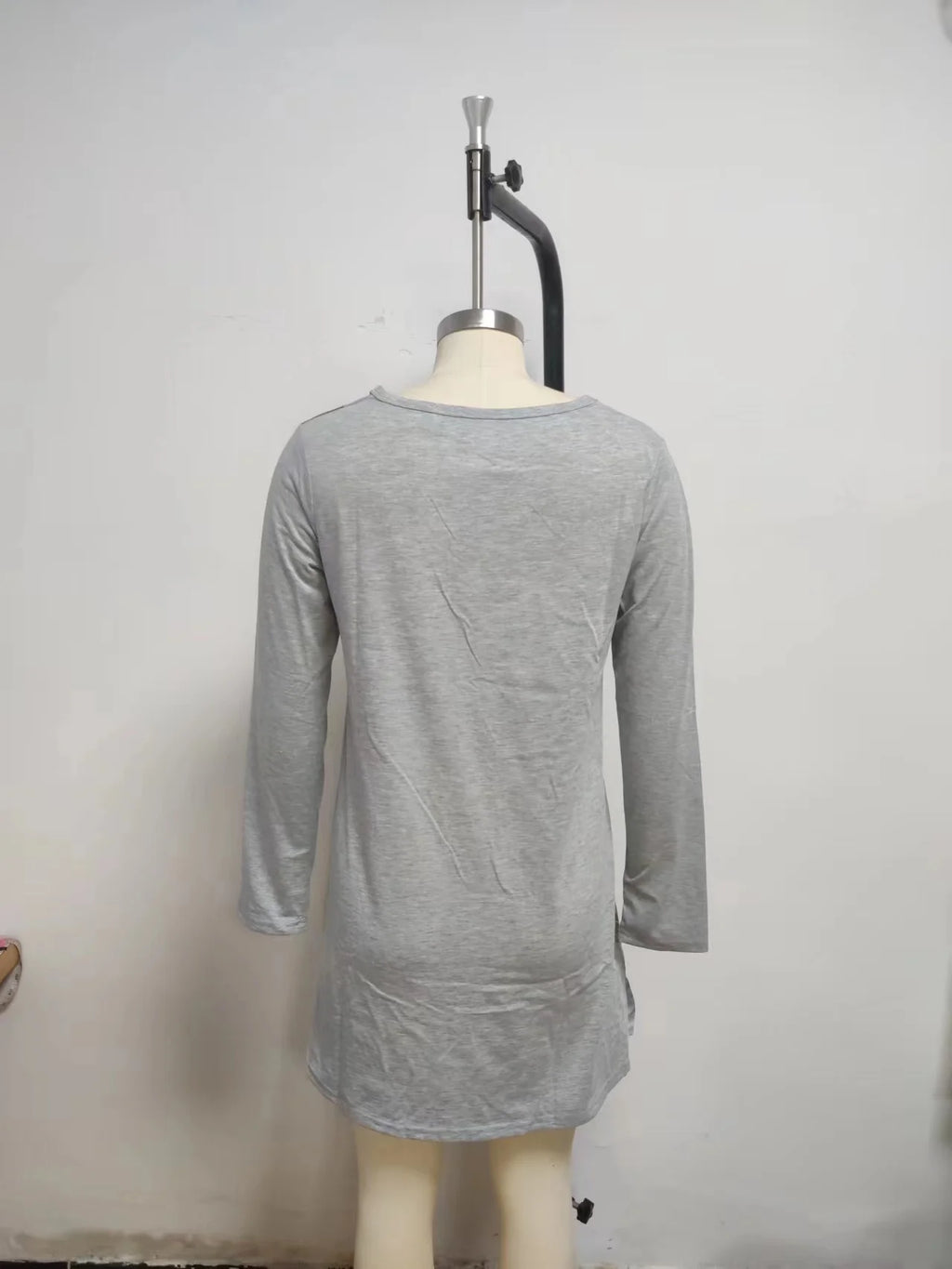 Long Sleeve V-Neck Loose Party Dress — Elegant Button Casual Autumn Winter Dress