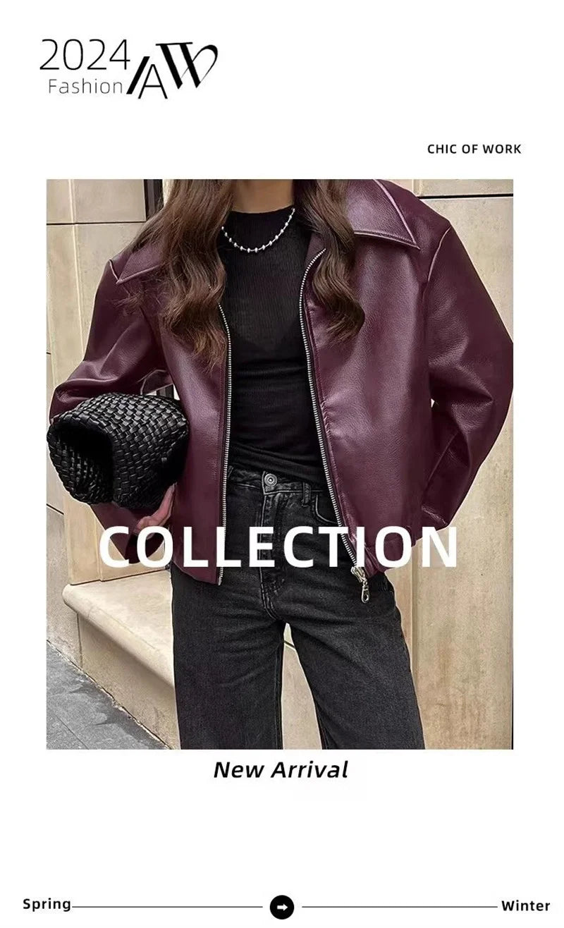 Women's Red Zip-Front Jacket – Casual Pocket Detail