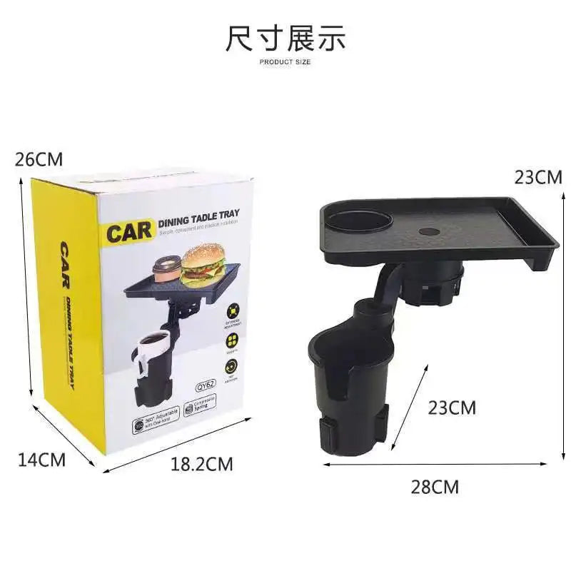 Car dining table tray with dimensions and packaging on a white background