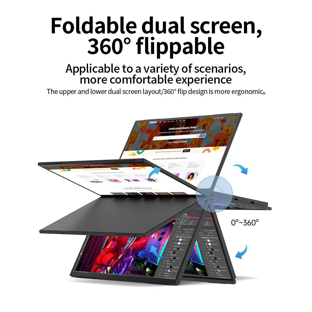 18.5-Inch Dual Portable Monitor – Full HD Folding Screens