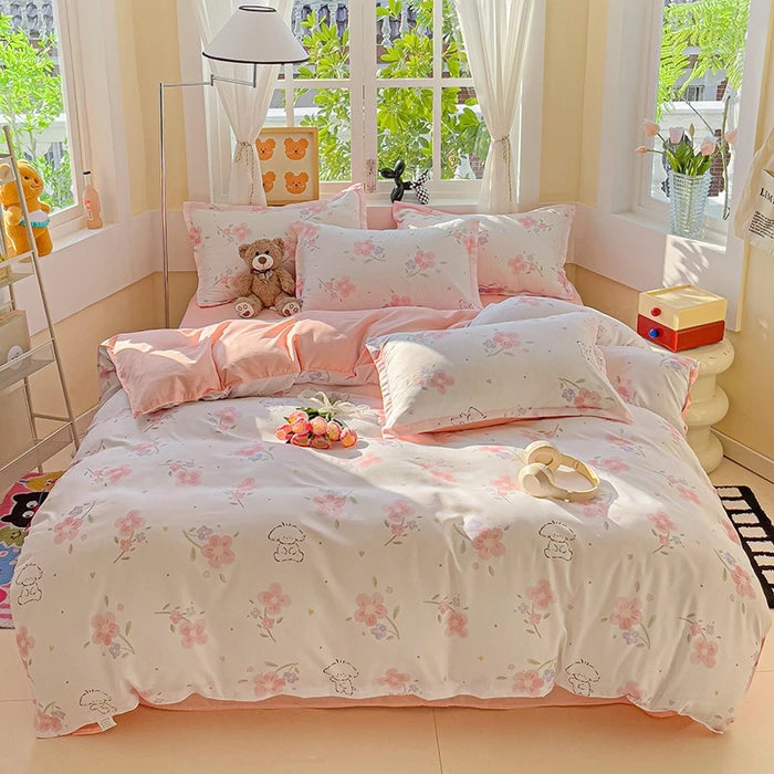 Microfiber Reactive Print Bedding Set – Duvet Cover, Flat Sheet & Pillowcases, 16 Patterns & 5 Sizes