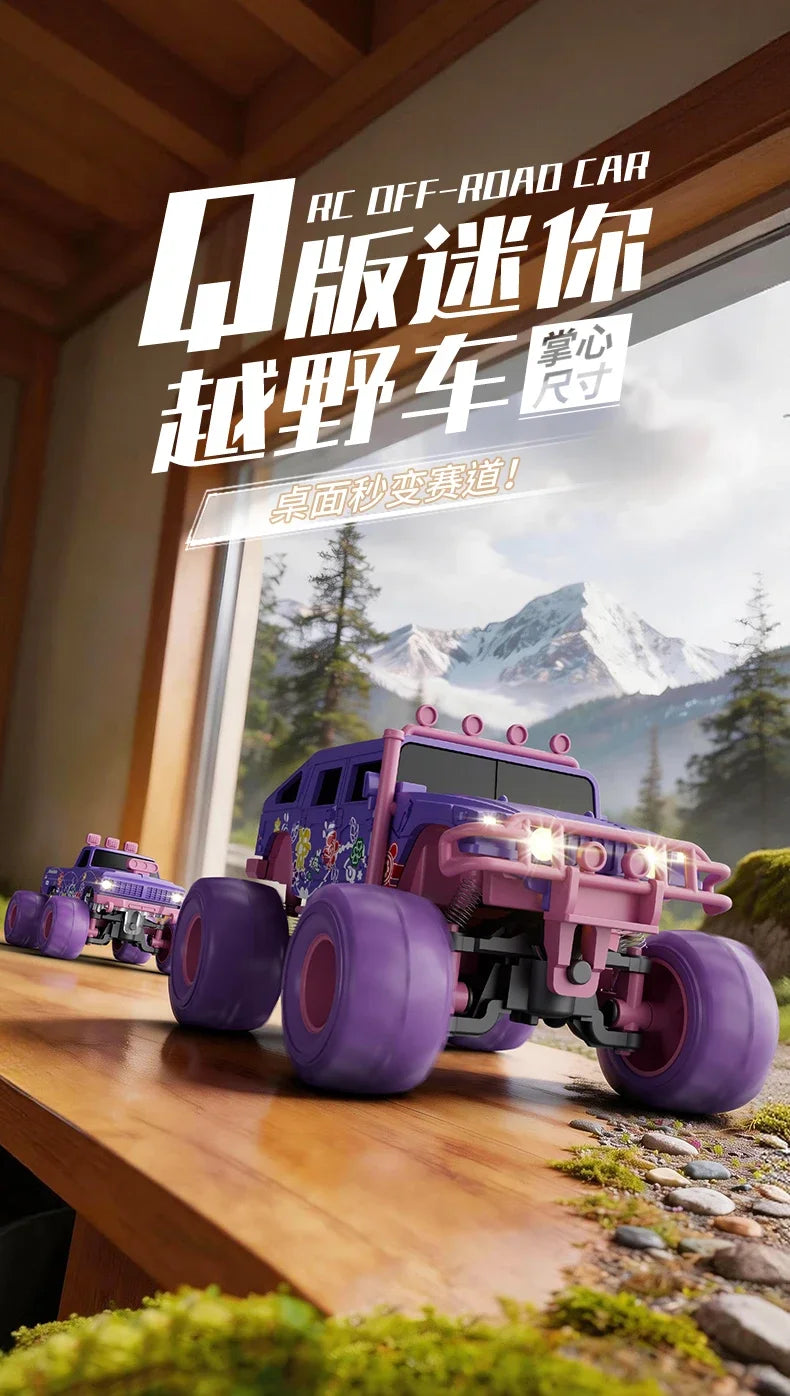 hot model 1:64 mini alloy remote control truck 2.4G four-wheel drive big foot off-road vehicle simulation model children toy car