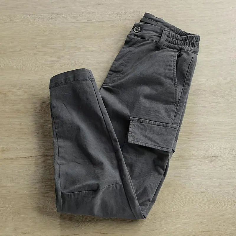 Men's Multi-Pocket Cargo Work Pants – Loose Fit Cotton Utility Trousers