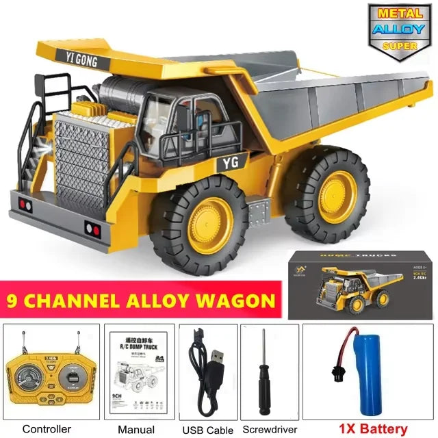 4WD RC Construction Truck with Light & Sound – Remote Control Excavator, Dump Truck & Bulldozer