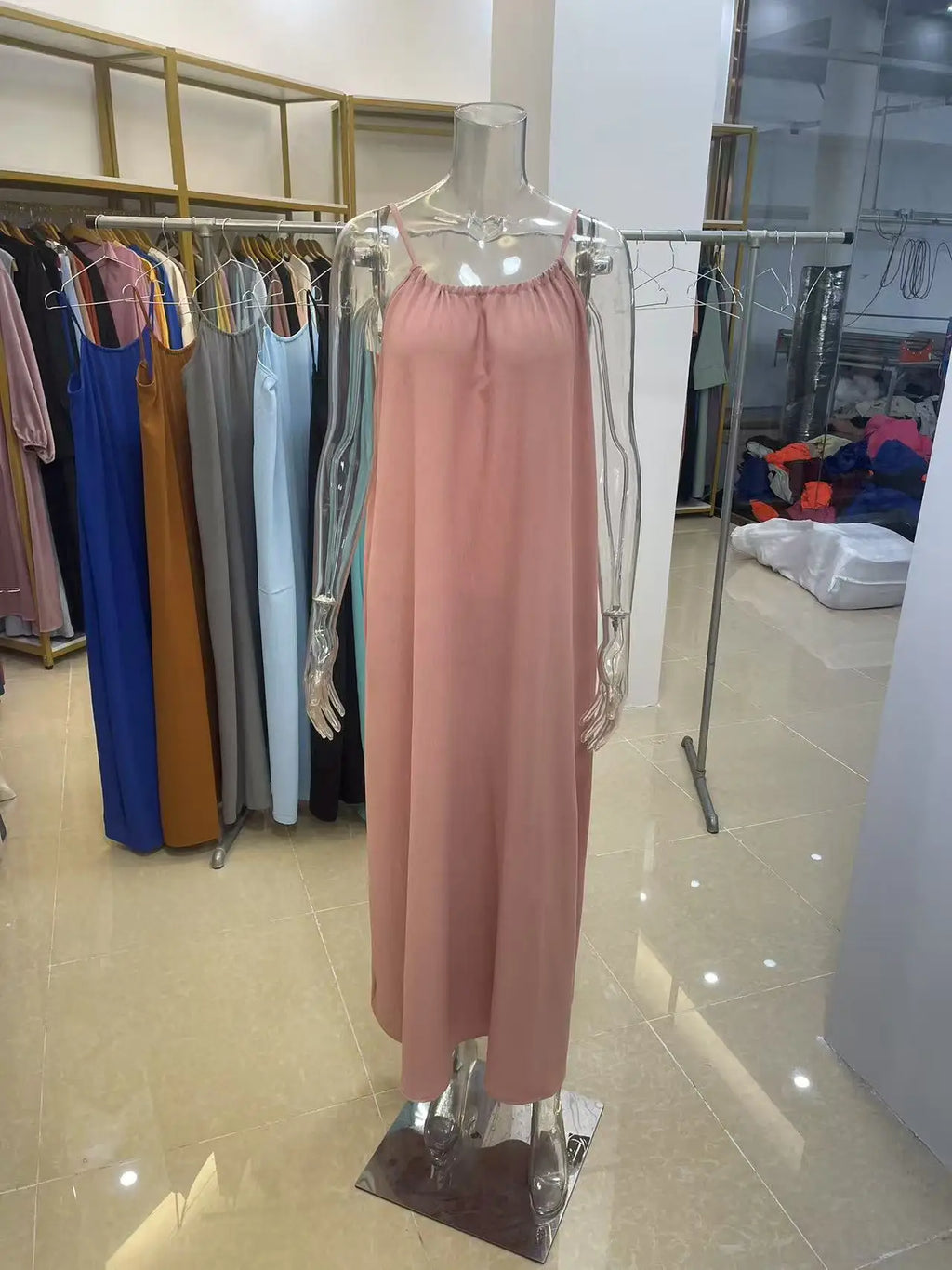 Women's Strapless Backless Loose Maxi Dress – Comfortable Sleepwear & Casual Home Dress
