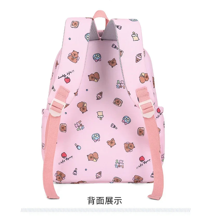 Capybara Backpack Set – Three-Piece Nylon School Set