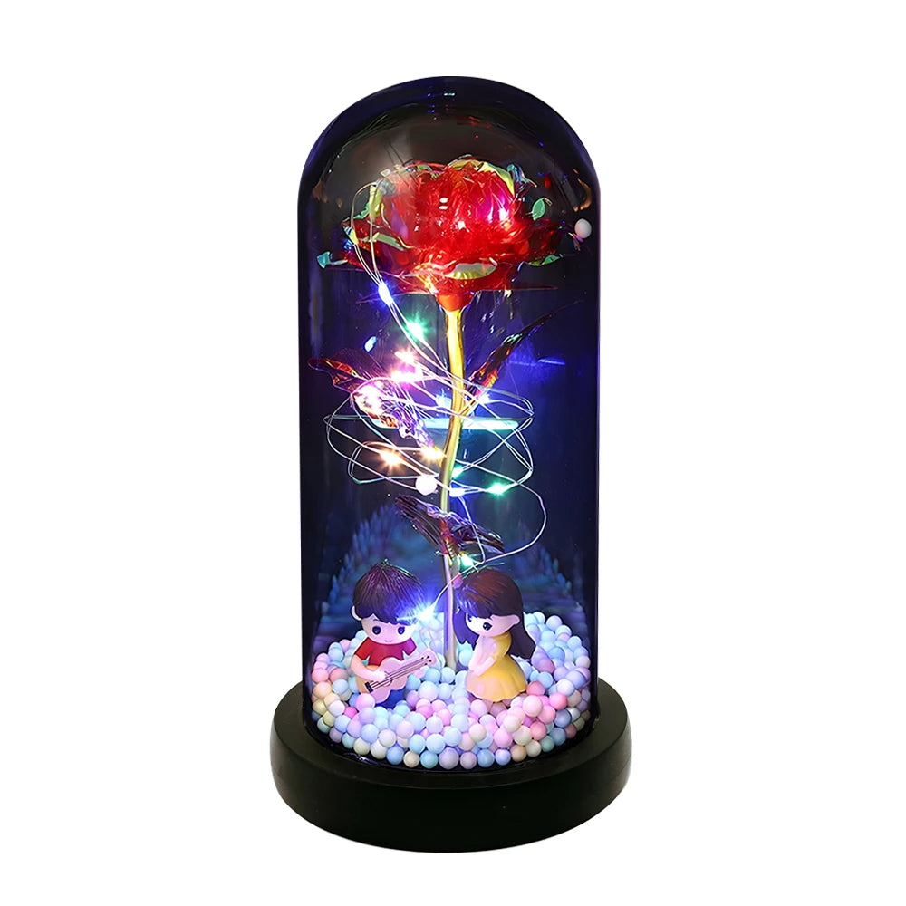 Light-Up Eternal Rose in Acrylic Dome — Gift