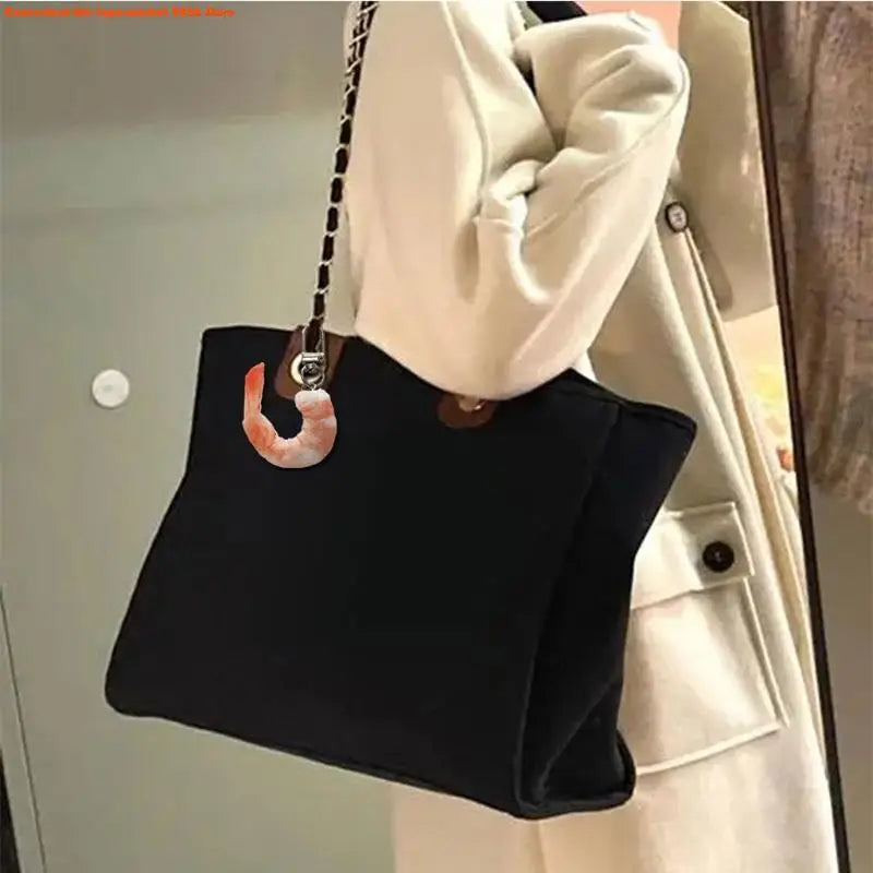 Funny Imitation Shrimp Keychain – Creative PVC Bag Pendant Key Ring for Women