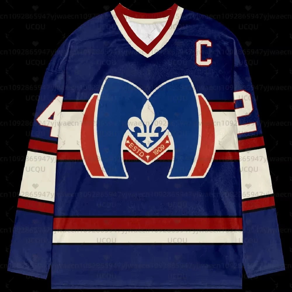 Men's Hockey Jersey Long Sleeve Tee — Retro Sport Graphic Shirt