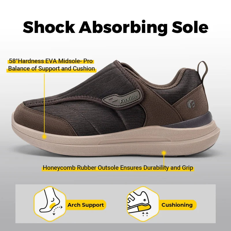 Men's Extra Wide Diabetic Slip-On Shoes – Orthopedic Casual Footwear for Elderly Foot Pain Relief, Neuropathy & Swollen Feet