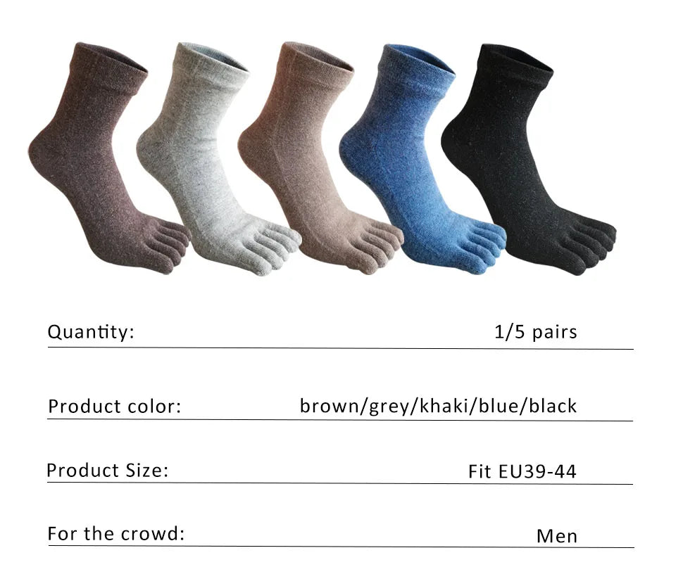 Men's Winter Five-Toe Socks, Single or 5-Pair Pack