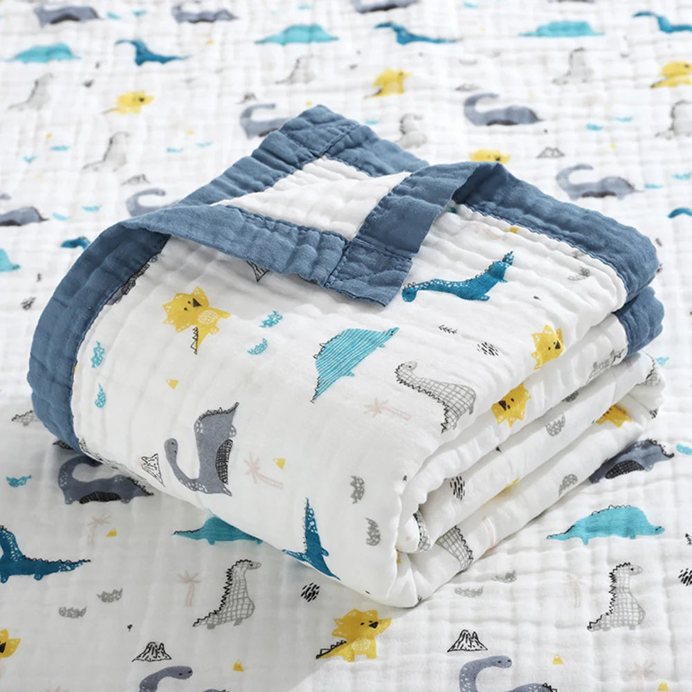 6-Layer Cotton Gauze Baby Swaddle Blanket – Breathable Cartoon Newborn Wrap & Bath Towel