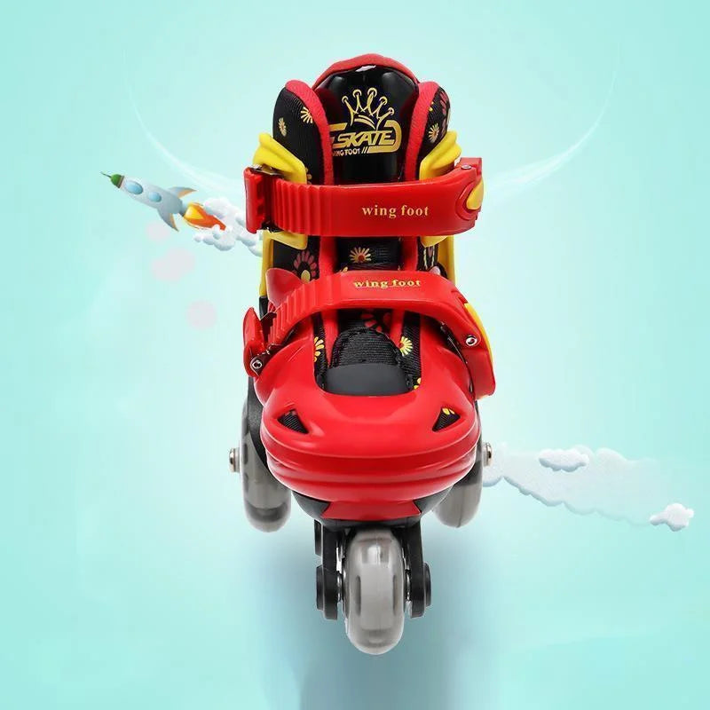 Children's Double Row PU Roller Skates – High Elastic, Adjustable Size for Ages 2-8 Kids