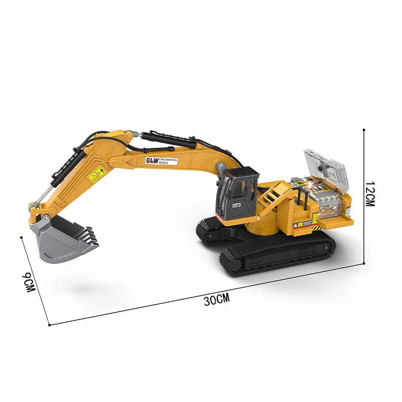 Alloy Die-Cast Excavator Toy with Sound, Light & Pull-Back – Construction Vehicle for Kids