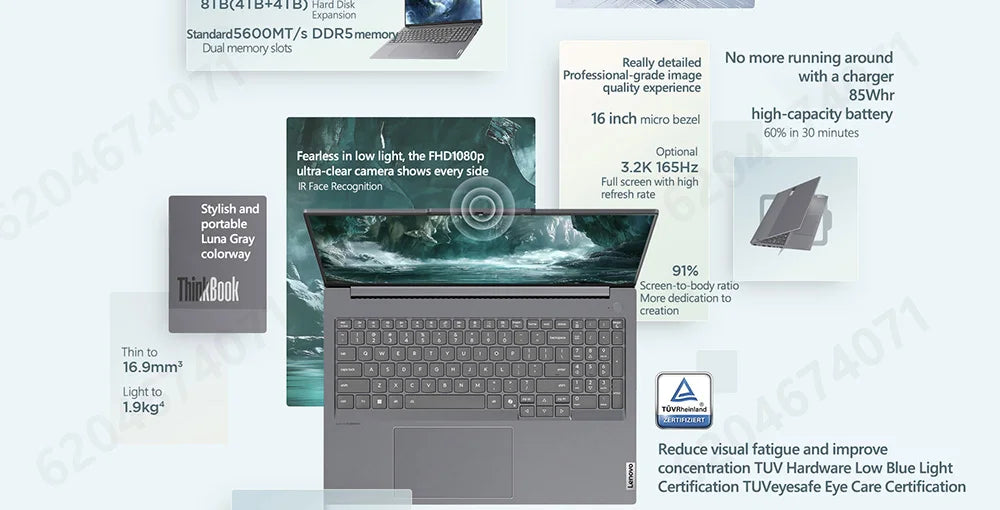 Lenovo ThinkBook 16+ 2025 – Intel Core U9-285H, RTX 5060, 32GB DDR5, 1TB SSD, 16" 3.2K 165Hz