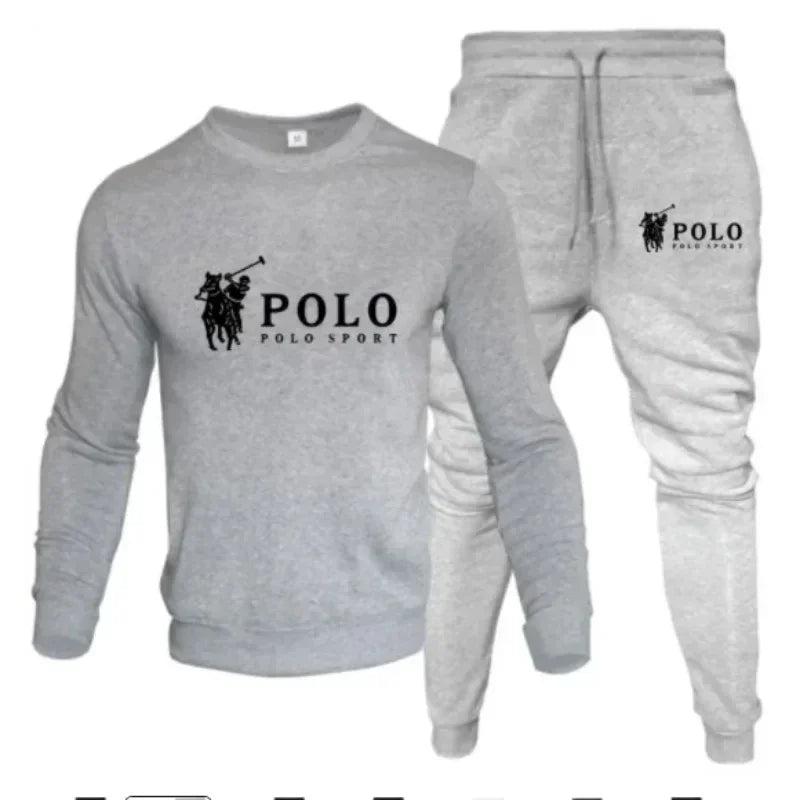 Men's Round-Neck Sweatshirt & Jogging Pants Set – Outdoor Fitness Casual Autumn Winter