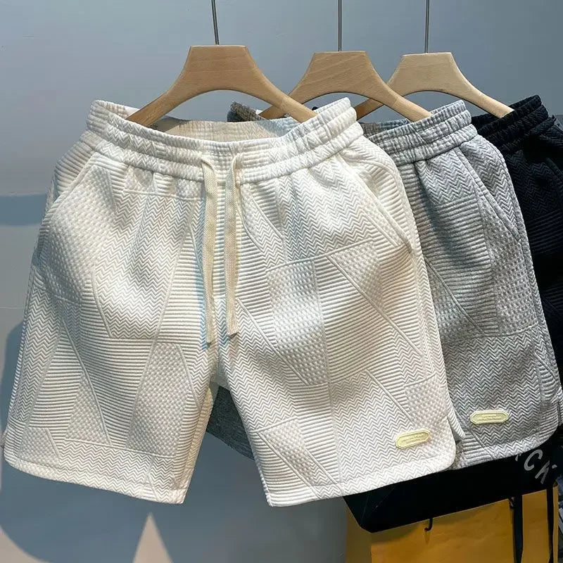 Men's Wave Pattern Drawstring Sport Shorts — Printed Athletic Shorts