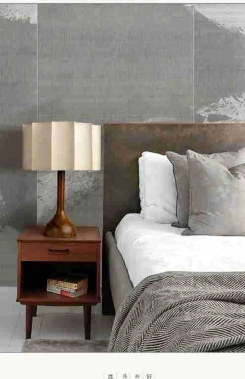 Wood Base Lamp – Pleated Fabric Table & Floor