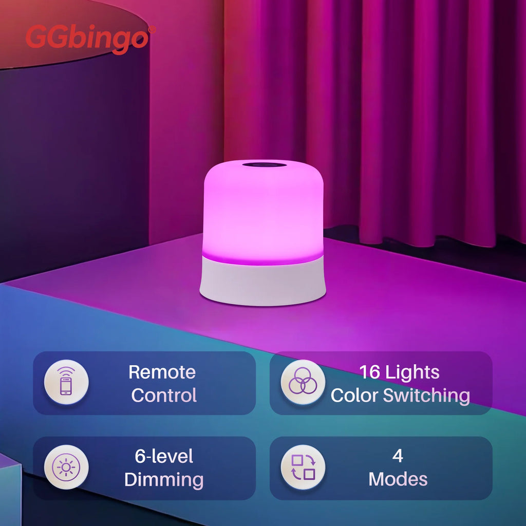 RGB Touch Night Light – Rechargeable Dimmable Table Lamp with Remote for Bedroom & Living Room