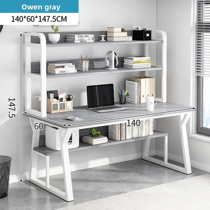 Computer Desk with Integrated Bookshelf — Simple Wood Writing Desk for Small Apartments, Multiple Sizes & Finishes