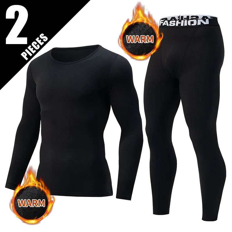 Men's Slim Fit Thermal Base Layer Set – Long Sleeve Top & Pants Warm Underwear (S–3XL)
