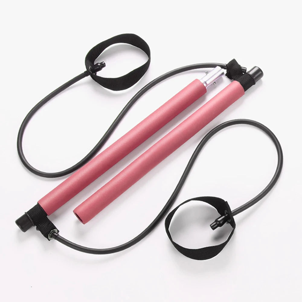 Pilates Stick – Multi-Functional Fitness & Yoga Equipment, Elastic Exercise Bar with Hip Pulling Rope for Home Training