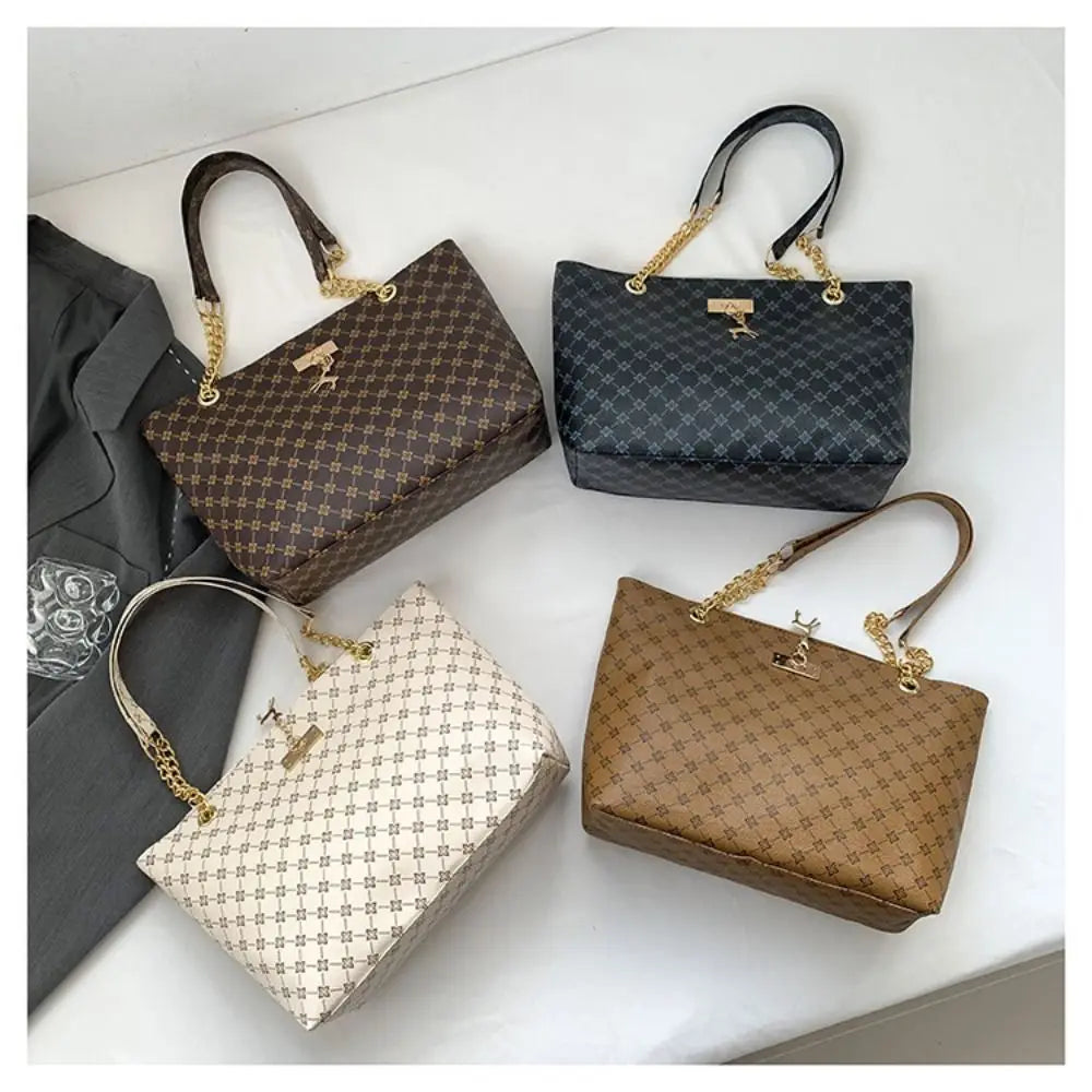 Luxury Print Bucket Tote Shopping Bag – Large Capacity Fashion Shoulder Purse for Women