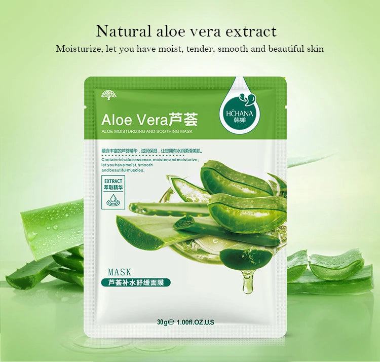 Natural Plant Aloe & Fruit Facial Sheet Masks — 10-Pack Korean Skincare