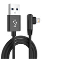 90-Degree Right Angle Lightning Fast Charge Cable – 3A Braided Cord for iPhone, 0.3m to 3m, 3 Colors