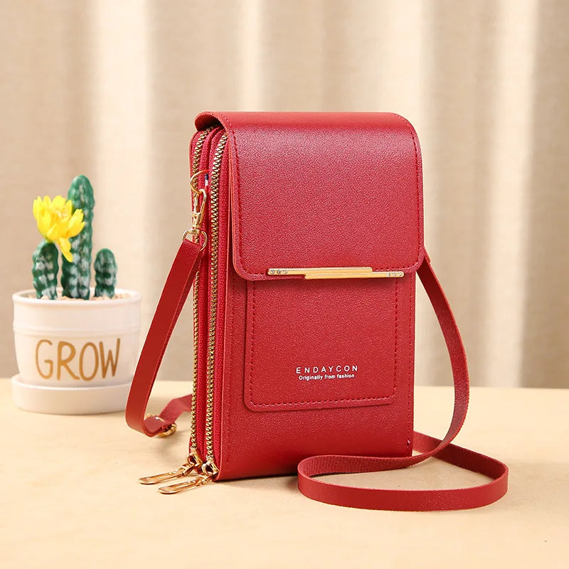 Women's Touch Screen Phone Crossbody Bag – Soft Leather Shoulder Purse & Messenger Handbag