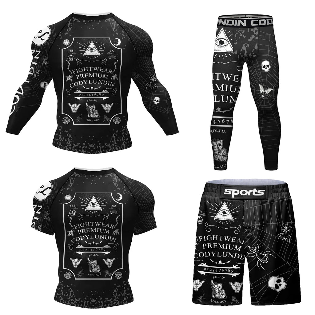 MMA BJJ Rash Guard 3D Print Compression T-Shirt & Pants – Durable Boxing Jogging Tracksuit