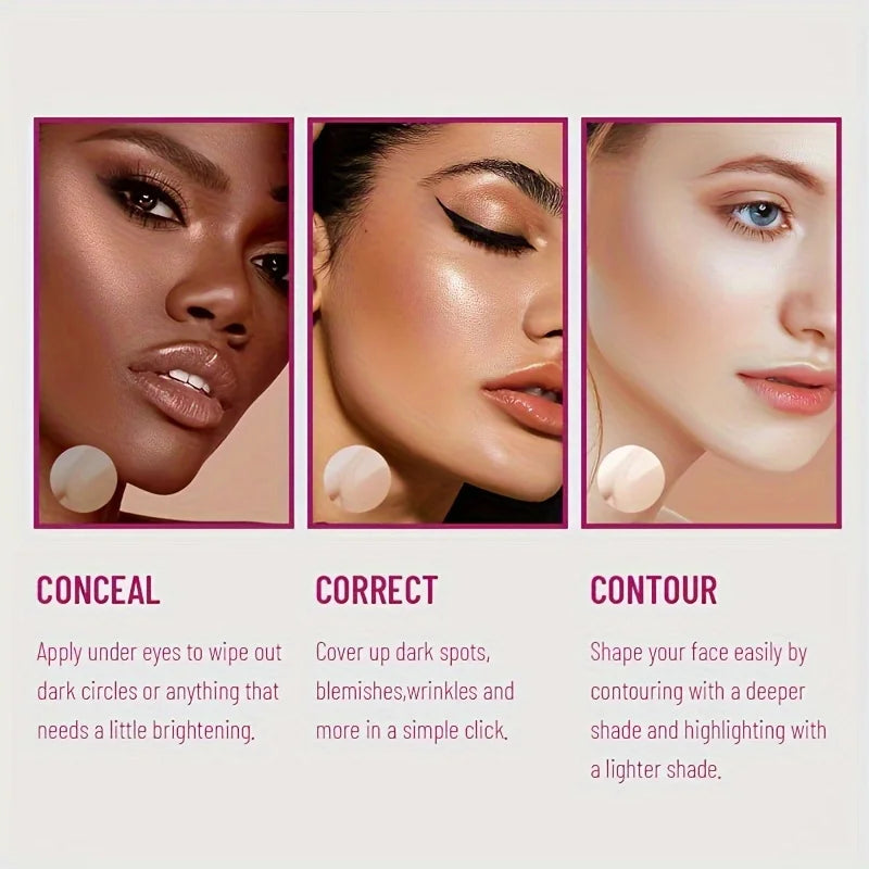 Sponge Tip Concealer & Liquid Foundation — Full Coverage for All Skin Types