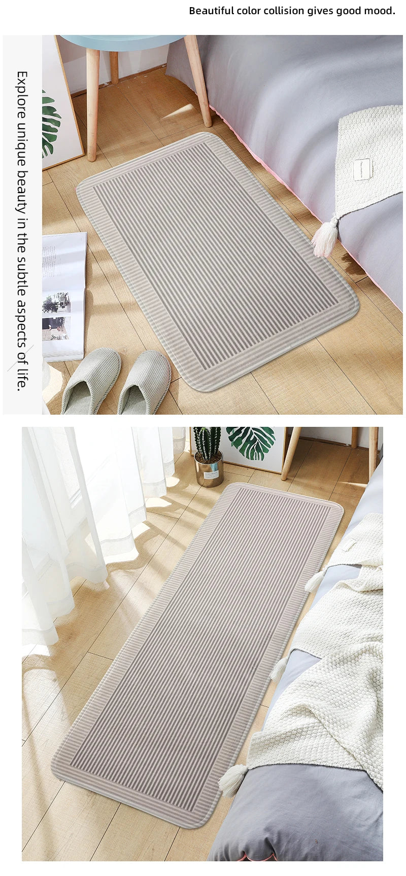 Cartoon Plush Bedside Floor Mat – Non-Slip Long Strip Rug for Bedroom, Sofa & Coffee Table