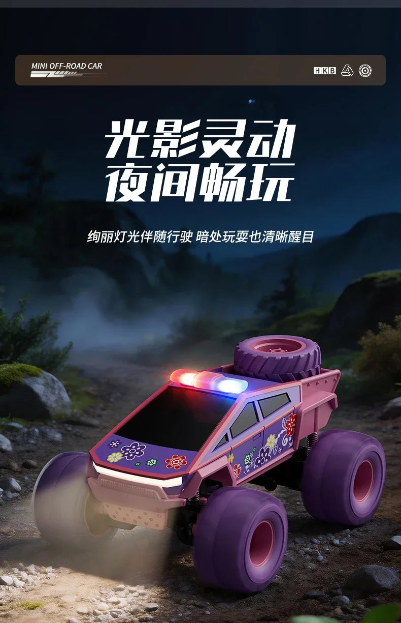 hot model 1:64 mini alloy remote control truck 2.4G four-wheel drive big foot off-road vehicle simulation model children toy car