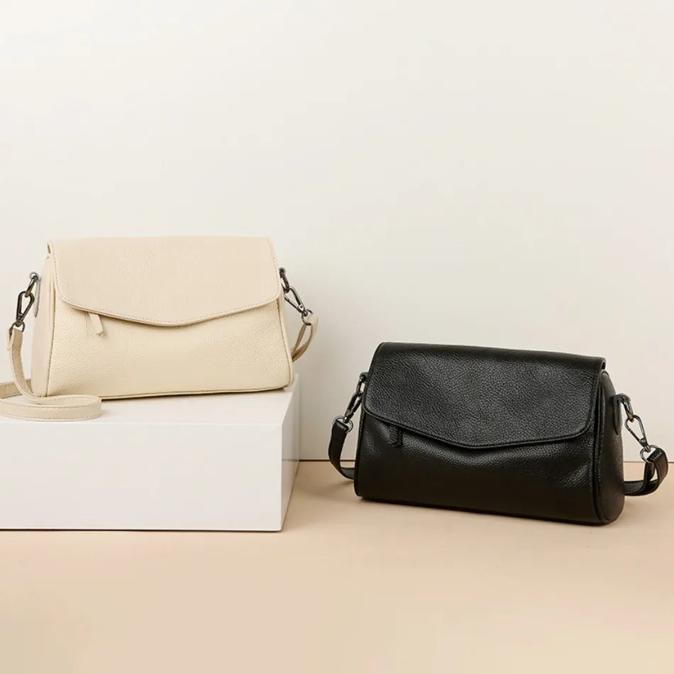 VANDERWAH 100% Genuine Cow Leather Flap Crossbody Shoulder Bag – Designer Messenger Handbag for Women