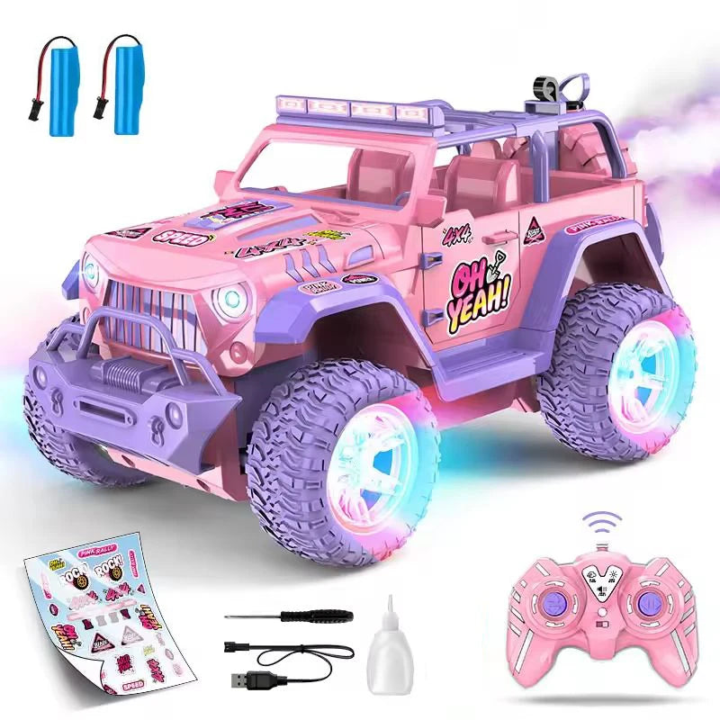 Spray Remote Control Car – Pink RC Off-Road Truck with Mist, Lights & Sound