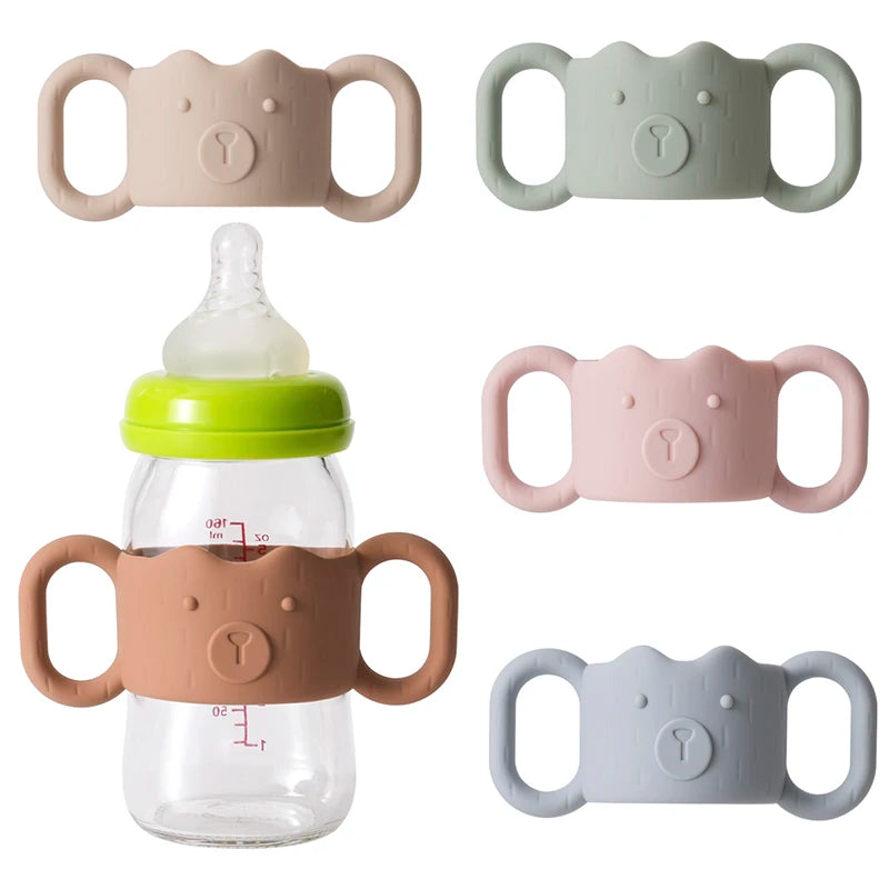 Silicone Baby Bottle Handle – Removable Narrow Straw Bottle Holder, Universal Fit, Standard Caliber