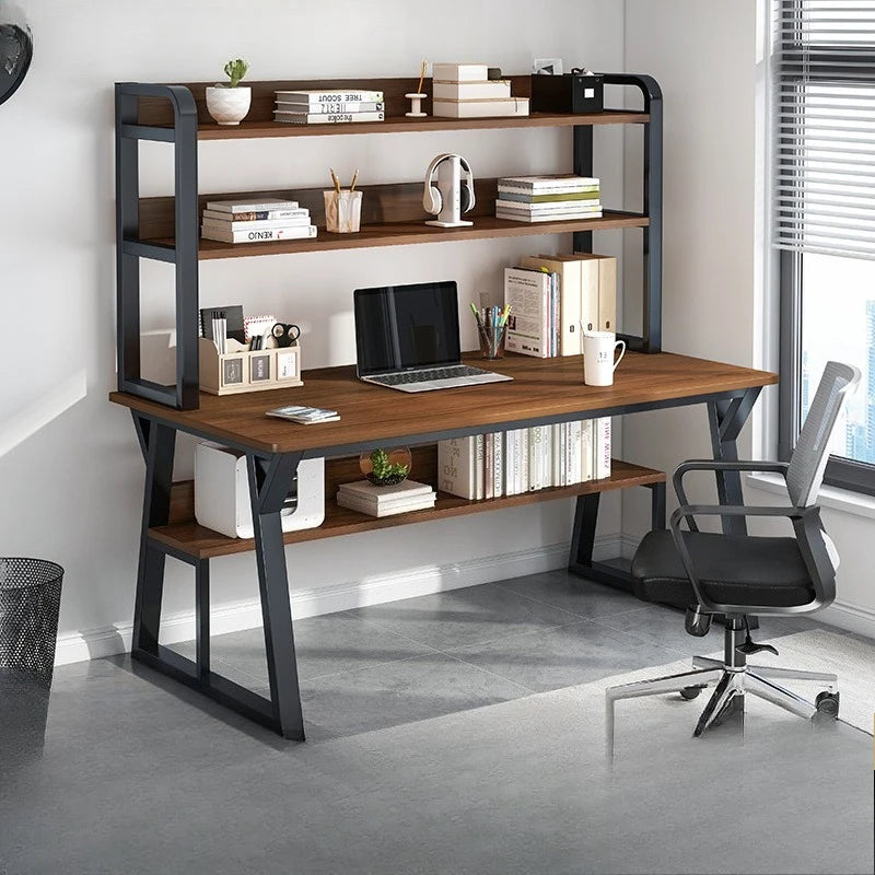 Computer Desk with Integrated Bookshelf — Simple Wood Writing Desk for Small Apartments, Multiple Sizes & Finishes