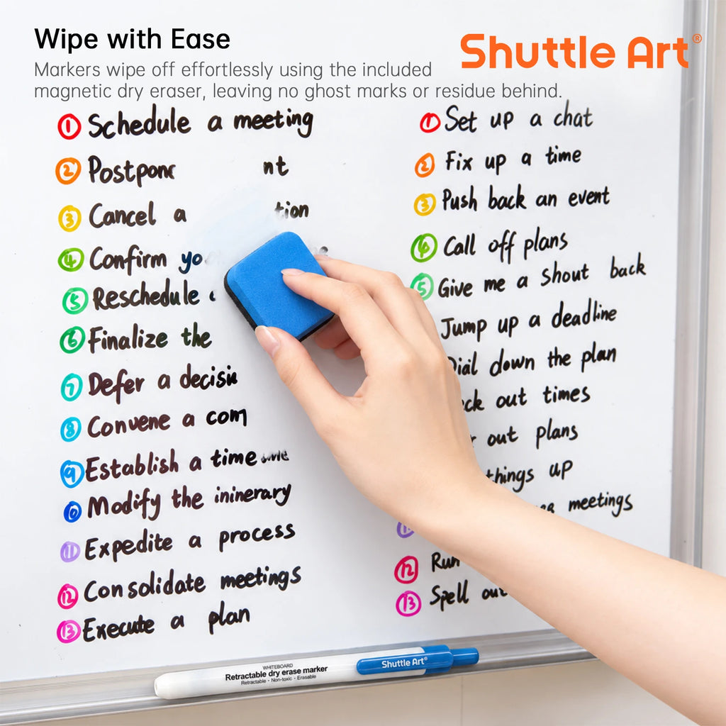 Shuttle Art Retractable Dry Erase Markers, 12 Colors