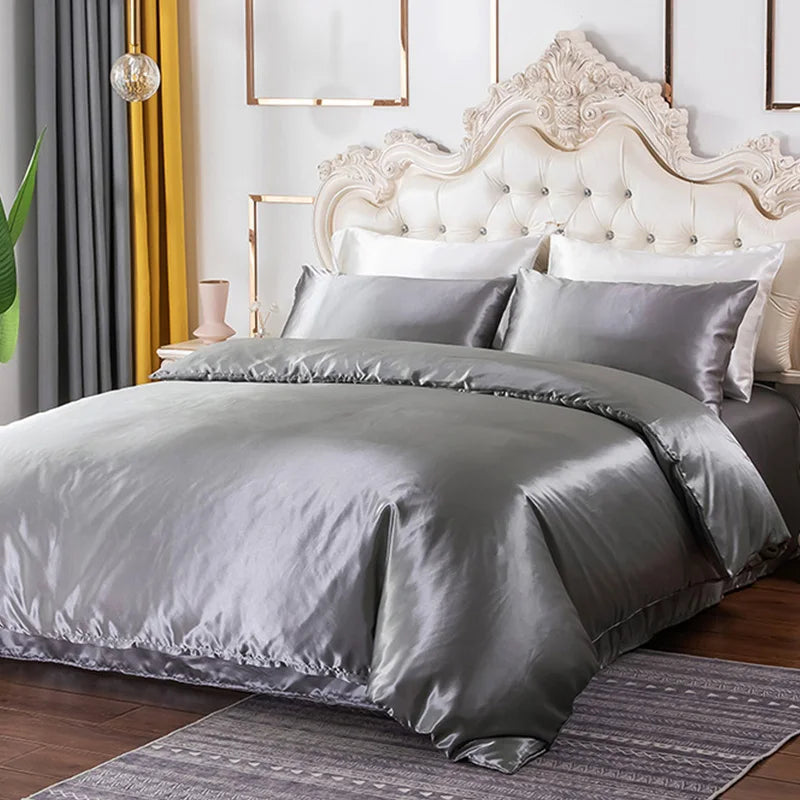 Silky Textured Duvet Cover Set – Microfiber Comforter Cover with Pillow Shams, Multiple Sizes