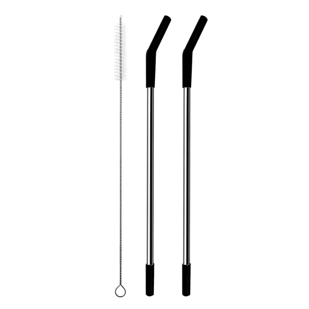 Replacement Straws for Stanley 40oz/30oz Tumbler – 2-Pack Stainless Steel Straws with Silicone Tips + Cleaning Brush