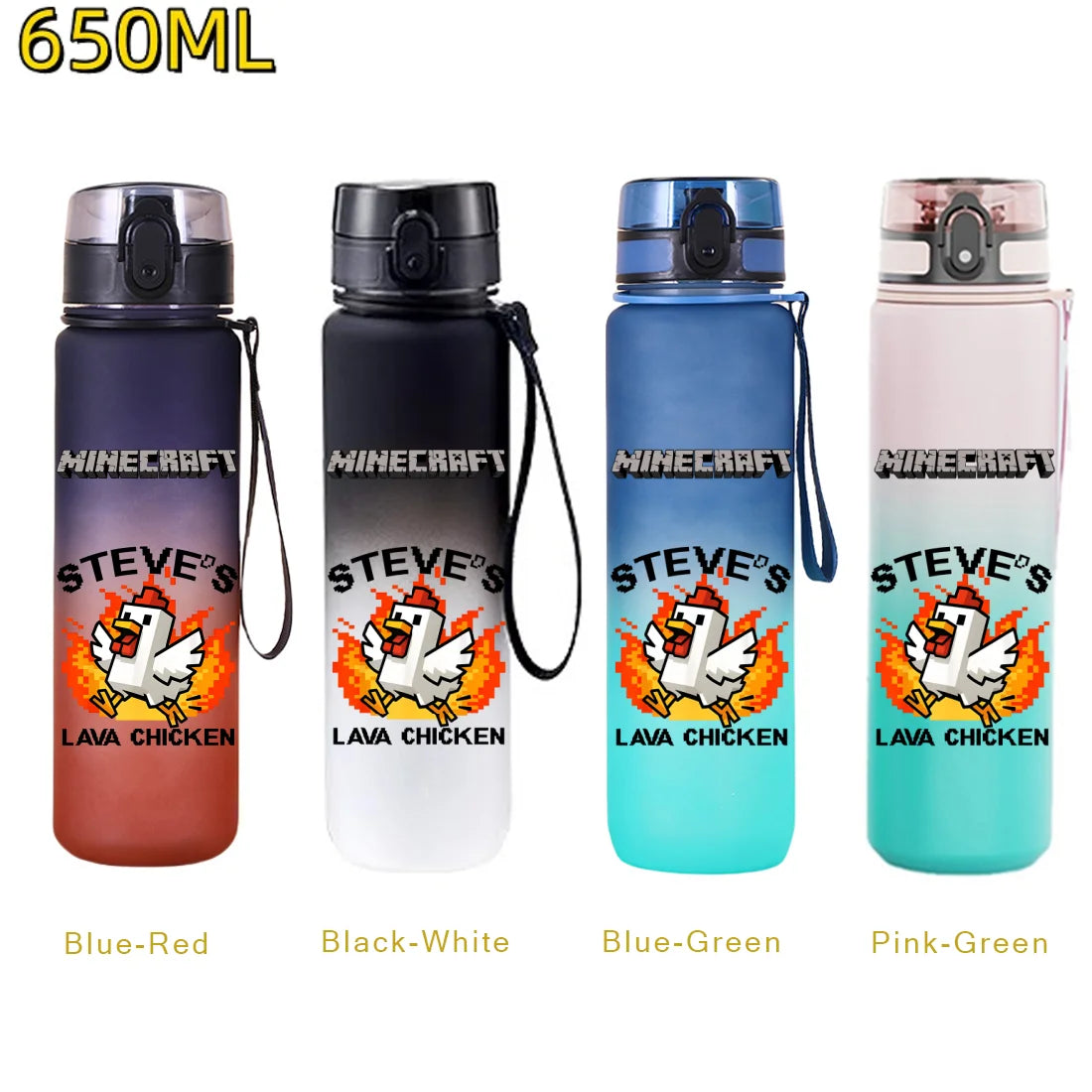 650ml Gradient Color PC Sports Water Bottle with Handle – Leakproof Shaker Bottle for Fitness, Travel & Office