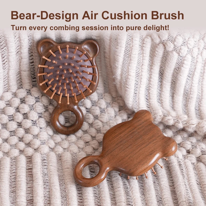 Cartoon Cat Wooden Scalp Massage Comb — Gua Sha Hair & Scalp Stimulator
