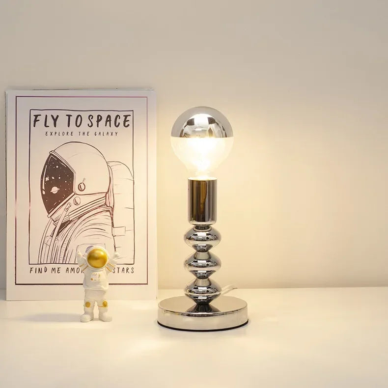Bauhaus Table Lamp – Chrome & Warm LED Lighting
