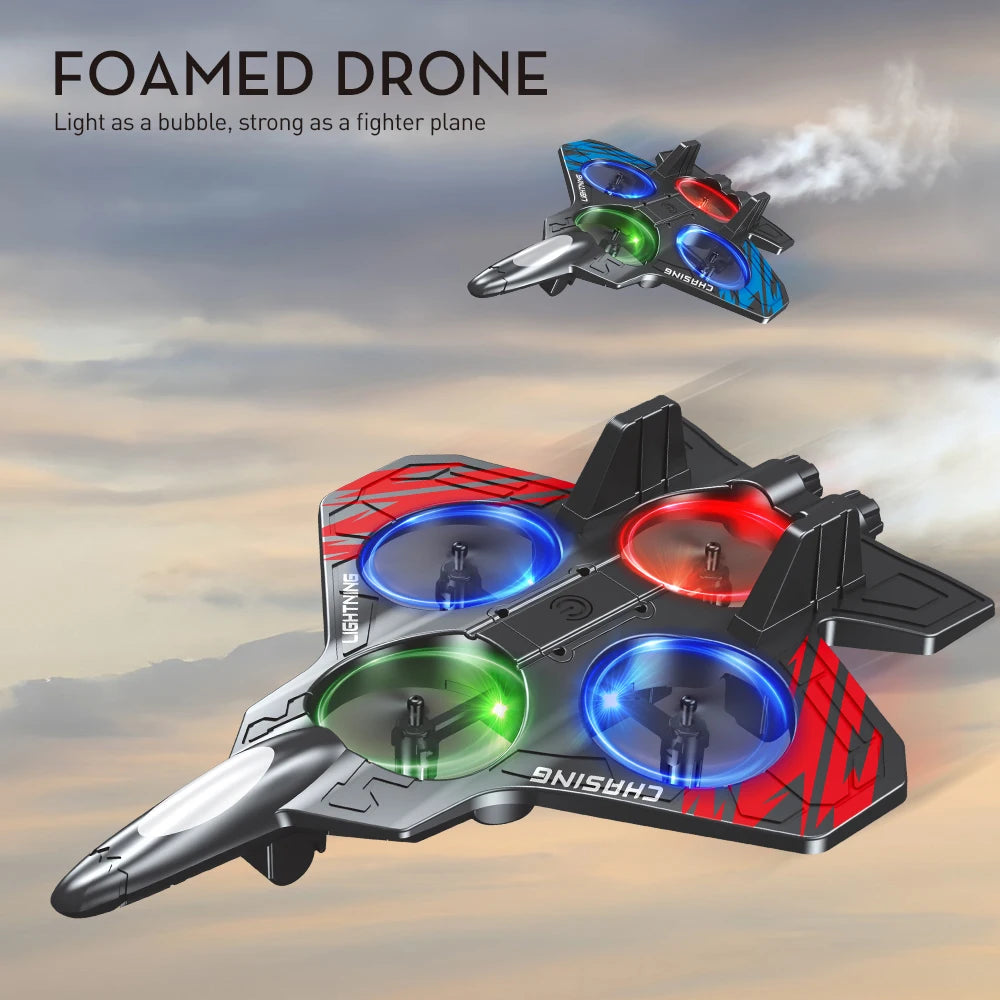 E72 Foam Stunt Drone Fighter – 2.4G Fixed Height Hover RC Aircraft with LED Lights & 360° Flip