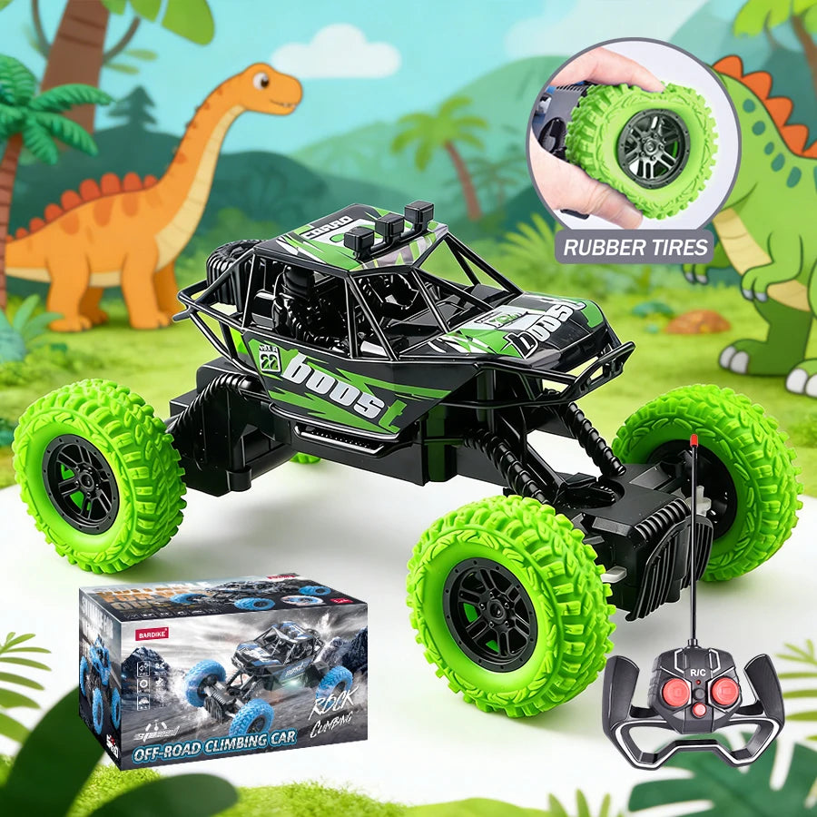 RC Car with Colorful Flashing Lights & Rubber Wheels – Off-Road Climbing Toy for Kids
