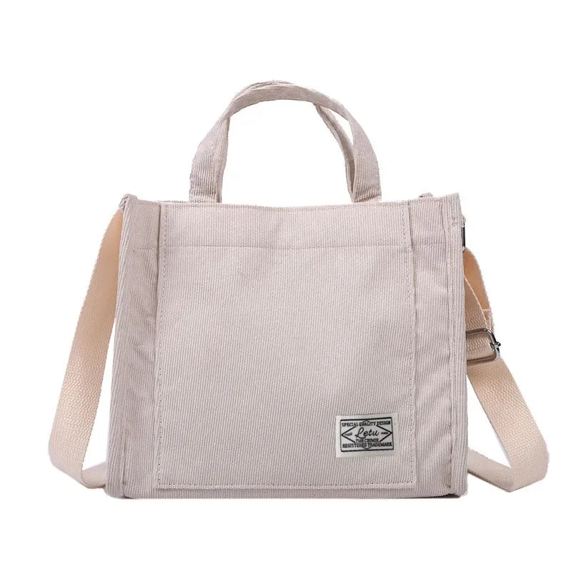 Vintage Corduroy Crossbody Tote Bag – Retro Casual Shoulder Purse for Women