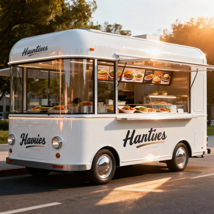 Small Round Mobile Catering Trailer — Street Breakfast Food Cart Truck
